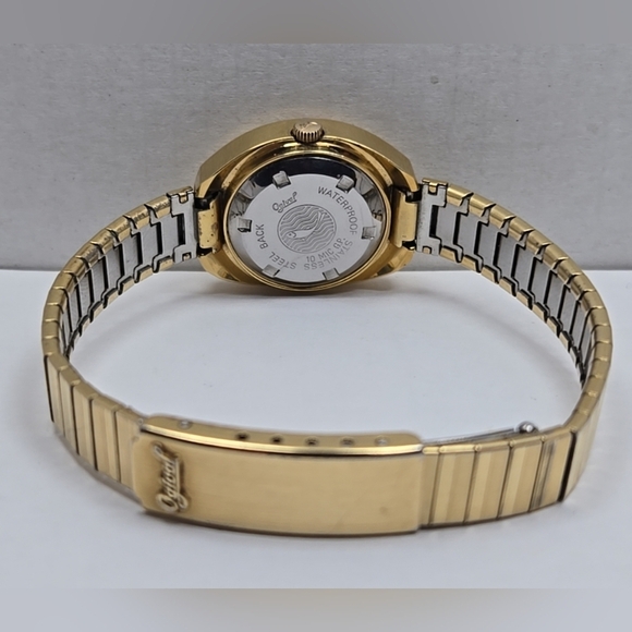 Womens Vintage Ogival 10 Micron 18k Gold Pated Automatic Date Watch Runs UFO - Picture 7 of 11